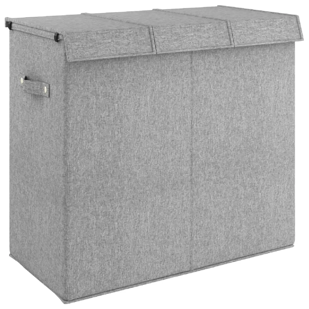 Möbel - HOMMIE - Faltbarer Wäschekorb Grau 64,5x34,5x59 cm Leinenimitat Stoff, für Zuhause 351041